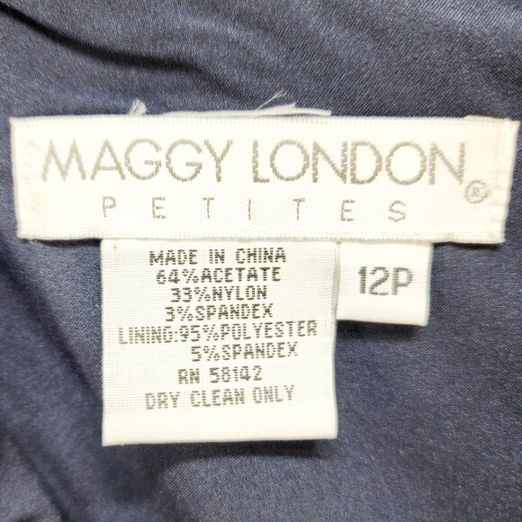 Maggy London Navy Blue Bridesmaid / Formal Dress Sleeveless Size 12 satin New - Picture 3 of 13